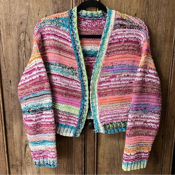 Wild Fable Viral Open Statement Colorful Stripe Knit Cardigan Sweater - Picture 4 of 9